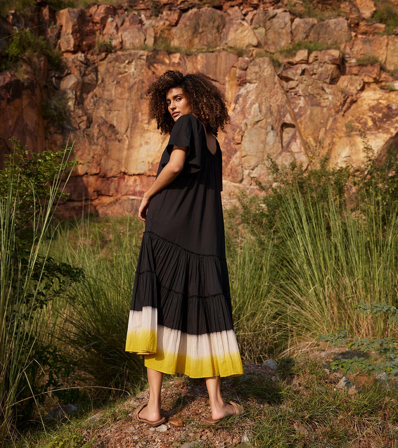 Dusty Ink Midi Dress - Khara Kapas