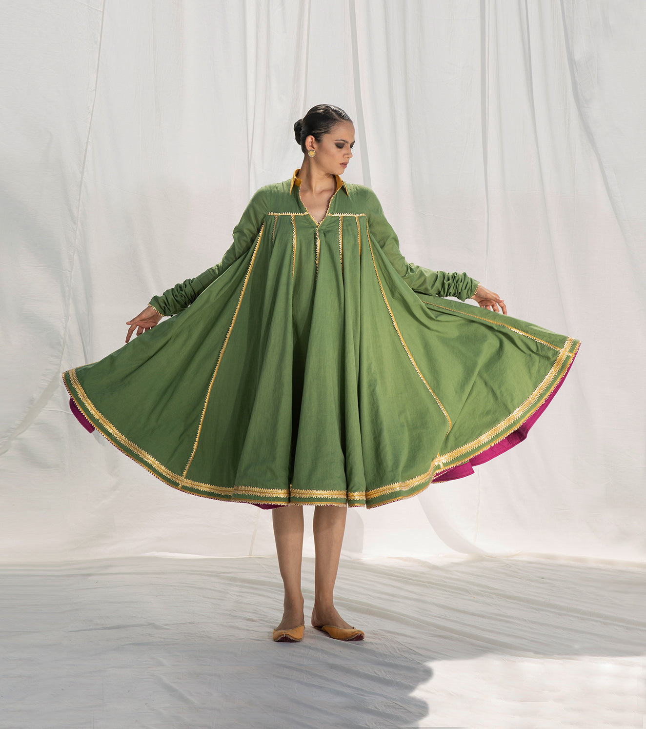 Beige Rust Green Black Hand Block Printed Long Cotton Kali Dress With  Tassels - DS58F001 | Dress indian style, Designer kurti patterns, Fashion