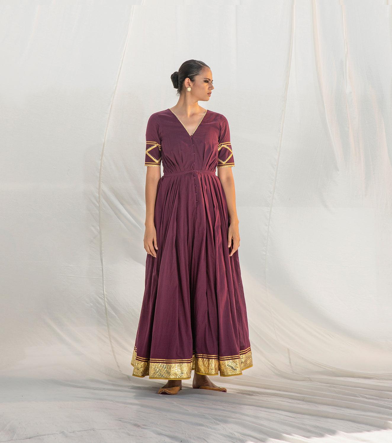 Rangmanch Pleated Gown - Khara Kapas