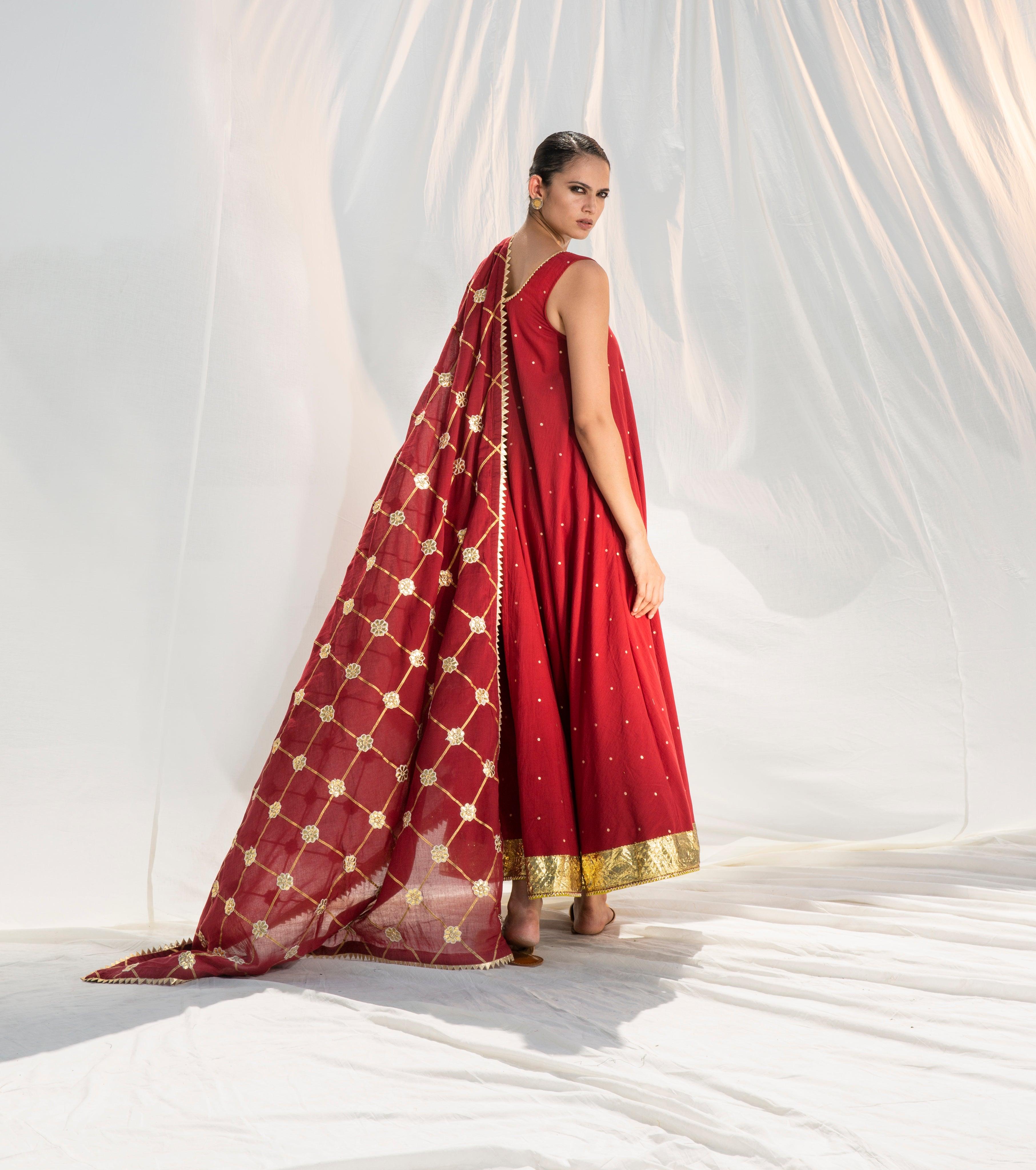 Surkh Jaal Dupatta - Khara Kapas