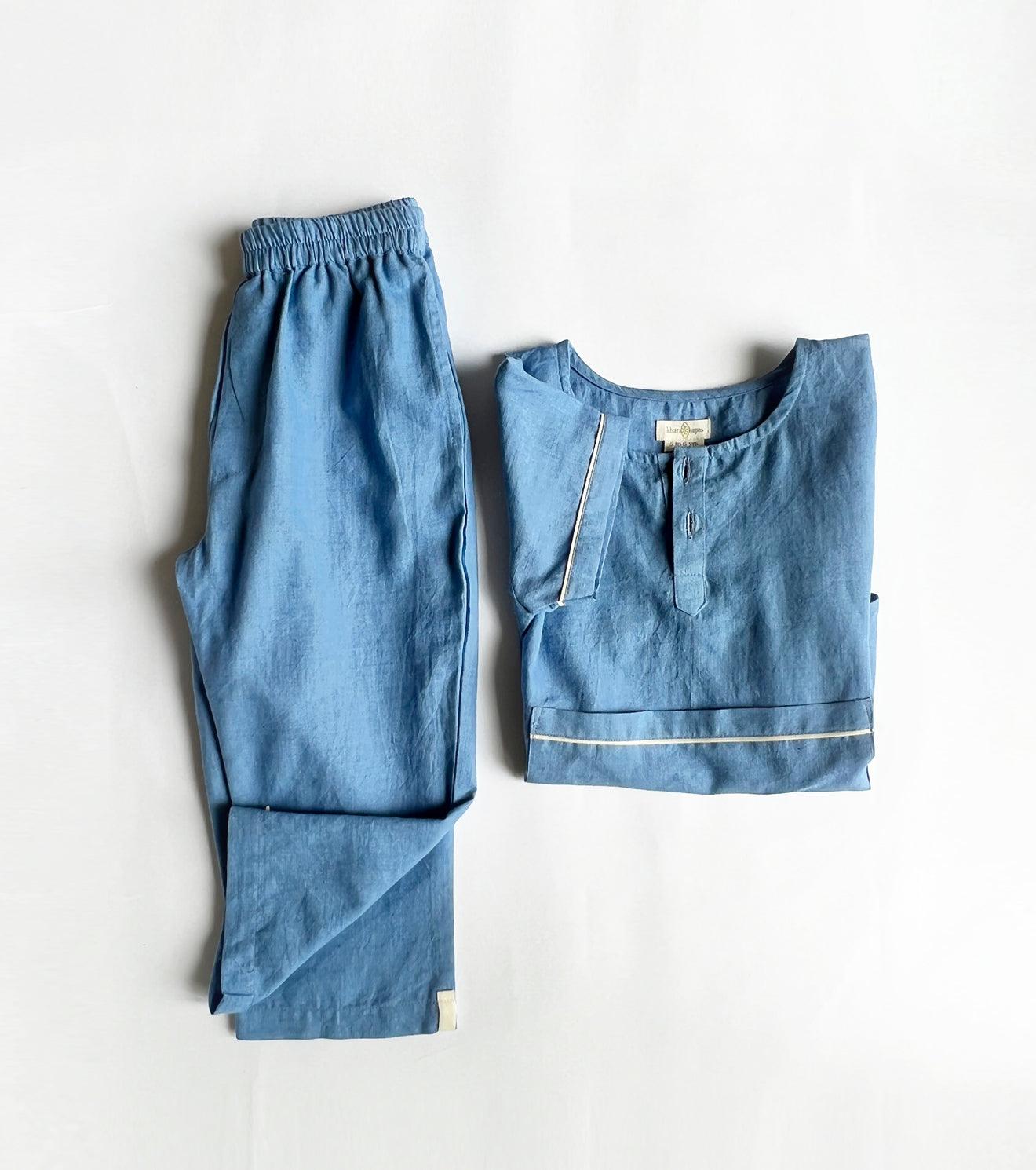 Stone blue co-ord set - Khara Kapas