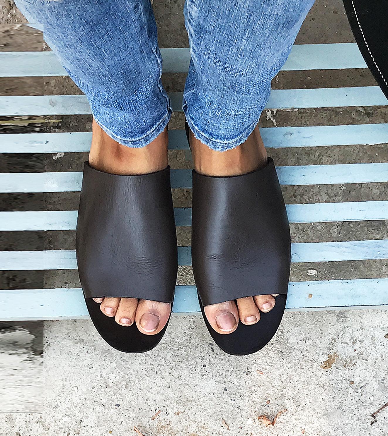 Dark Brown Slip Ons - Khara Kapas