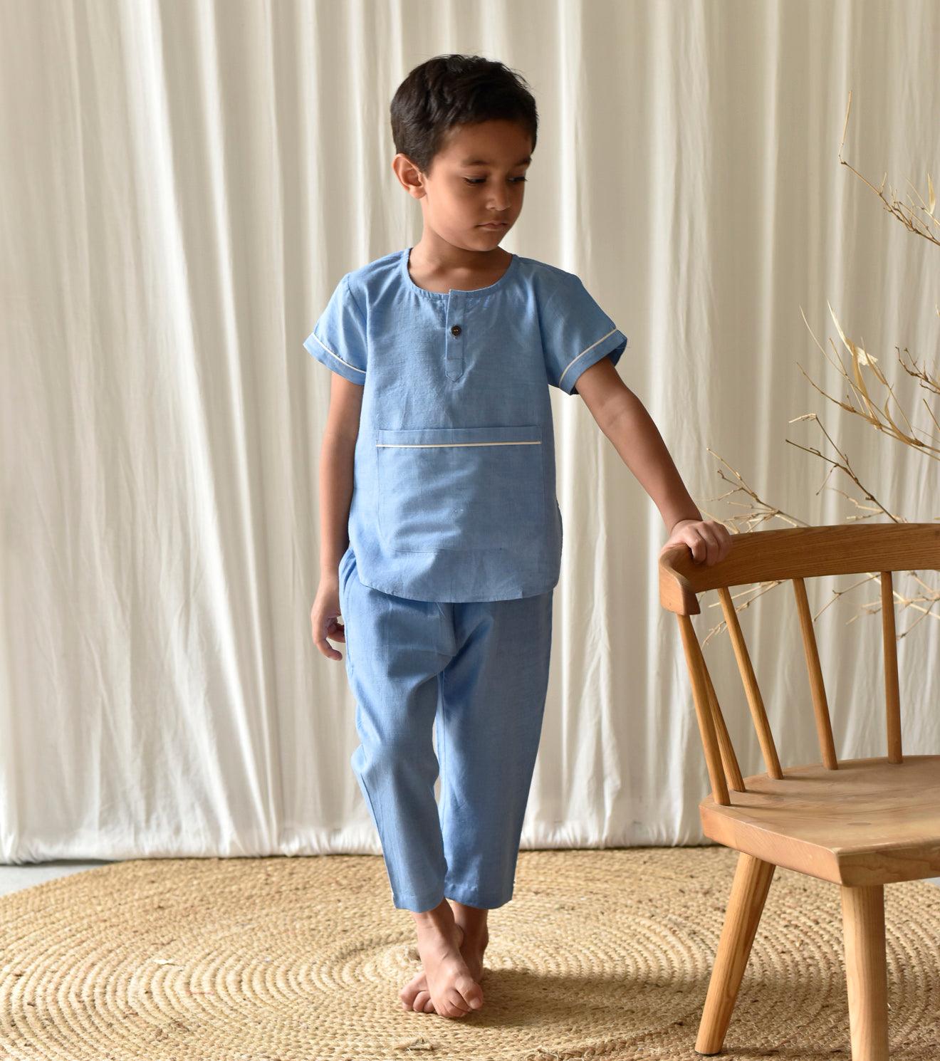 Stone blue co-ord set - Khara Kapas