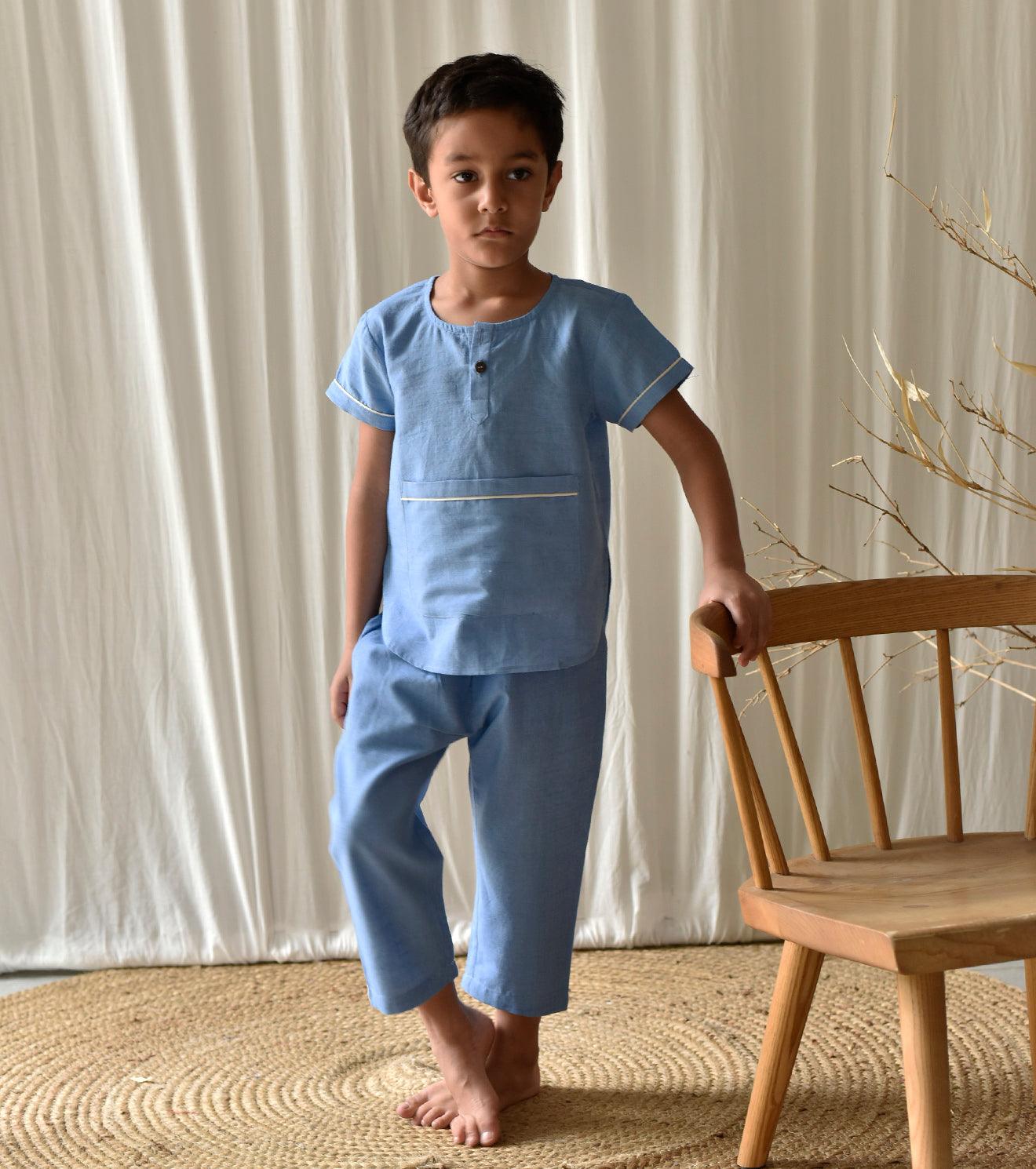 Stone blue co-ord set - Khara Kapas