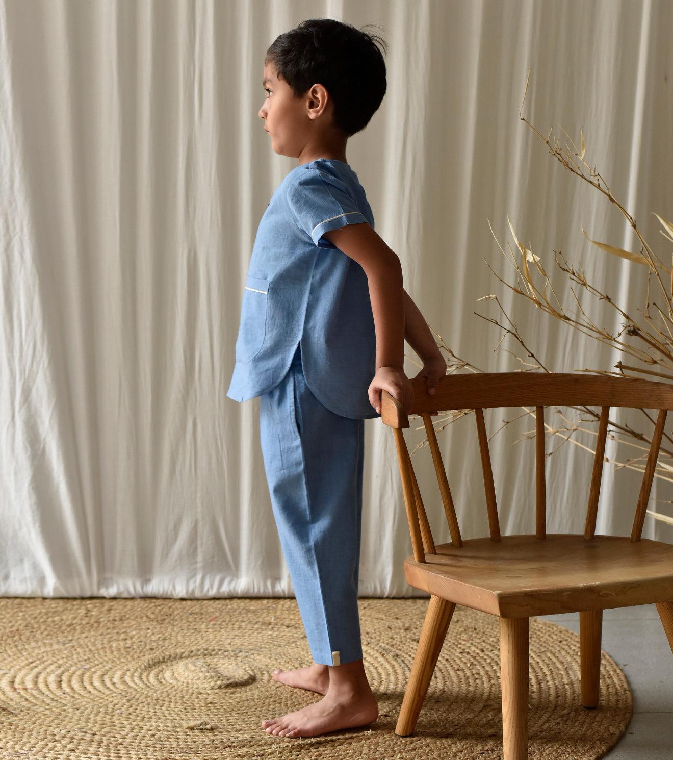 Stone blue co-ord set - Khara Kapas