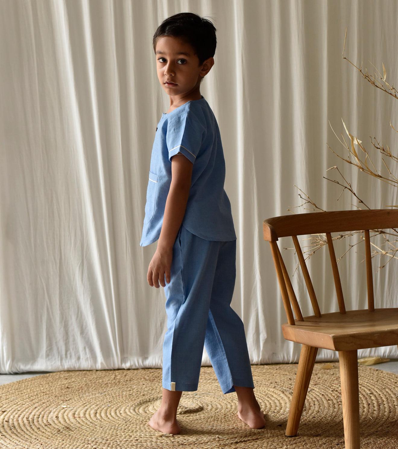 Stone blue co-ord set - Khara Kapas