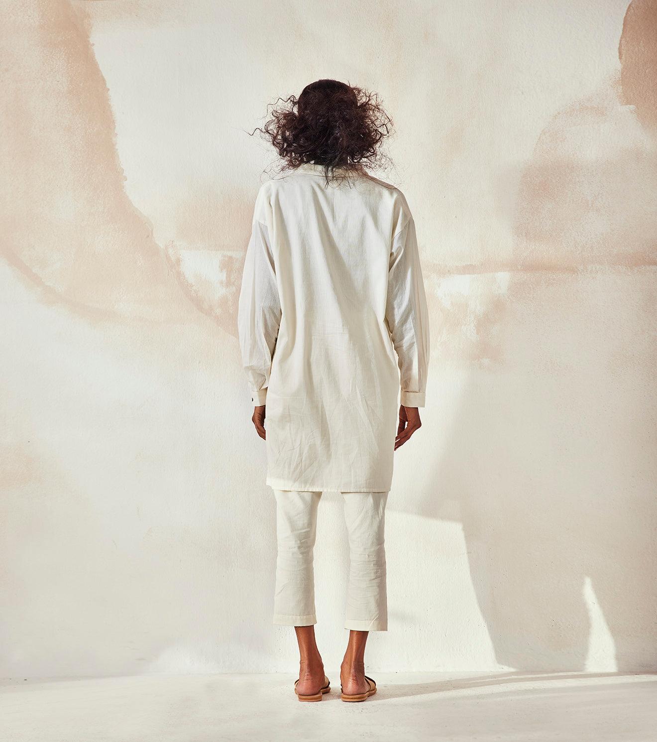 White Camellia co-ord set - Khara Kapas