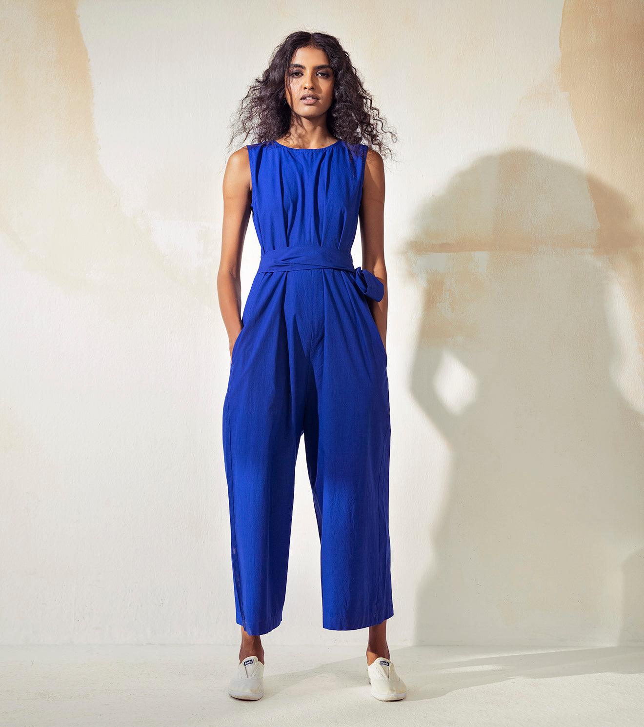 Bluish Blue jumpsuit - Khara Kapas