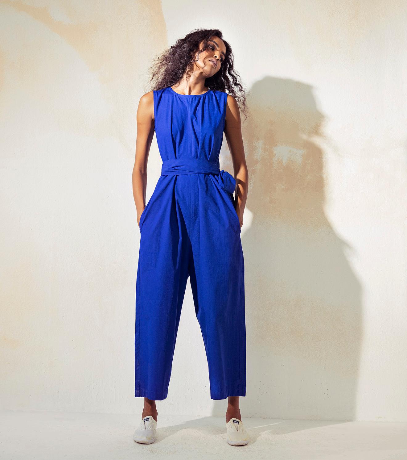 Bluish Blue jumpsuit - Khara Kapas