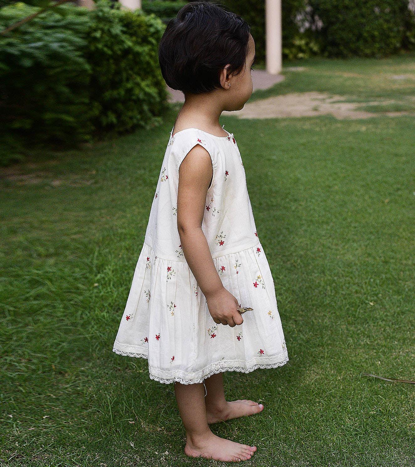 Red Daisy Print Frock - Khara Kapas