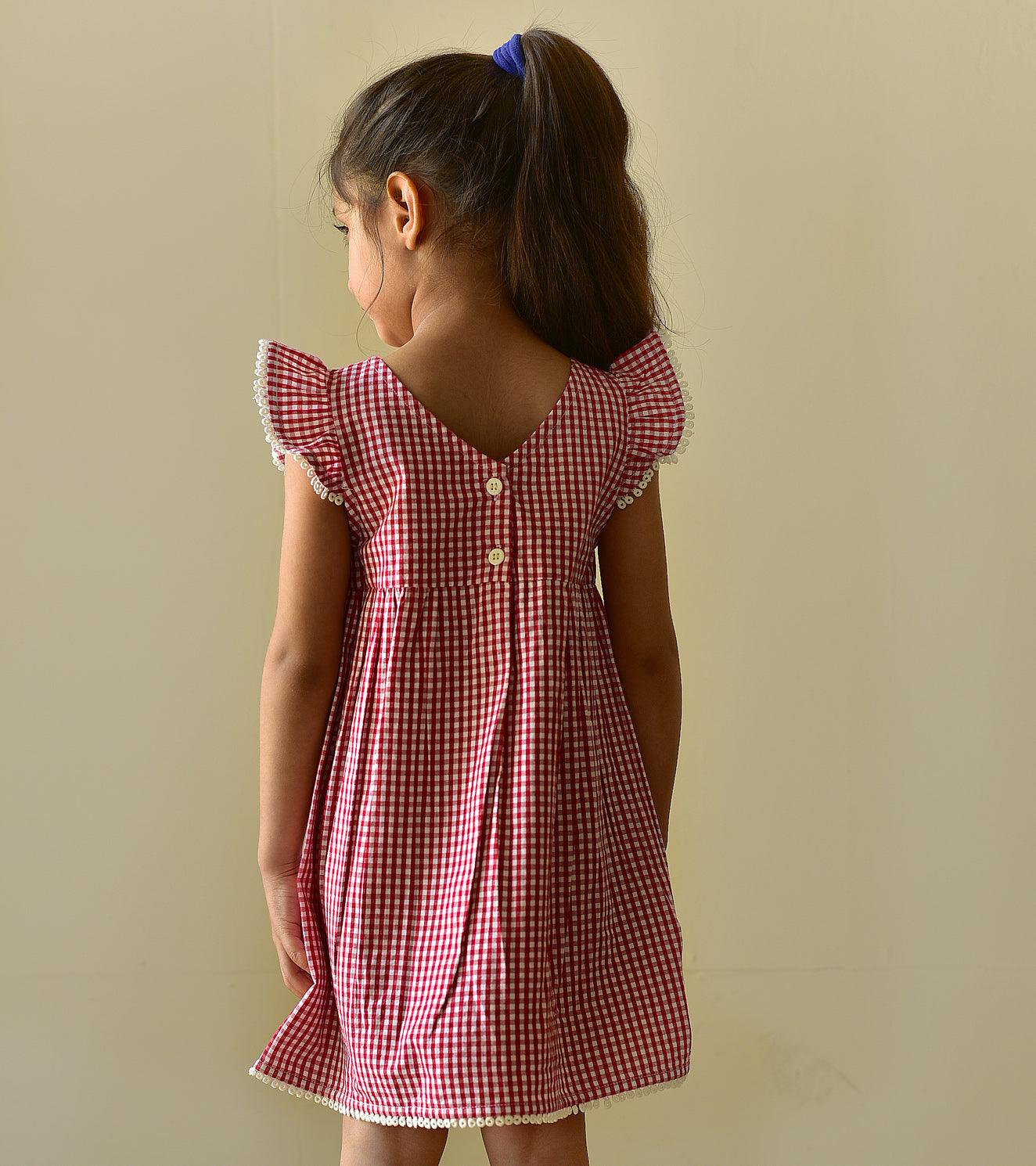 Cherry Gingham Frock - Khara Kapas
