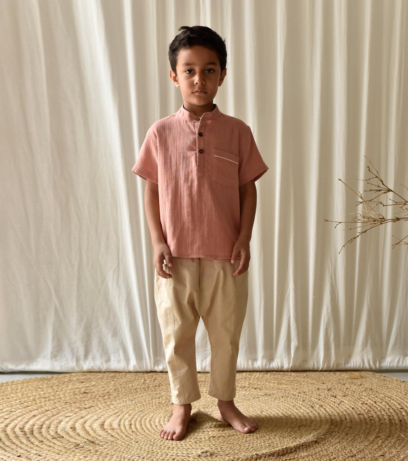 Salmon Pink Shirt - Khara Kapas