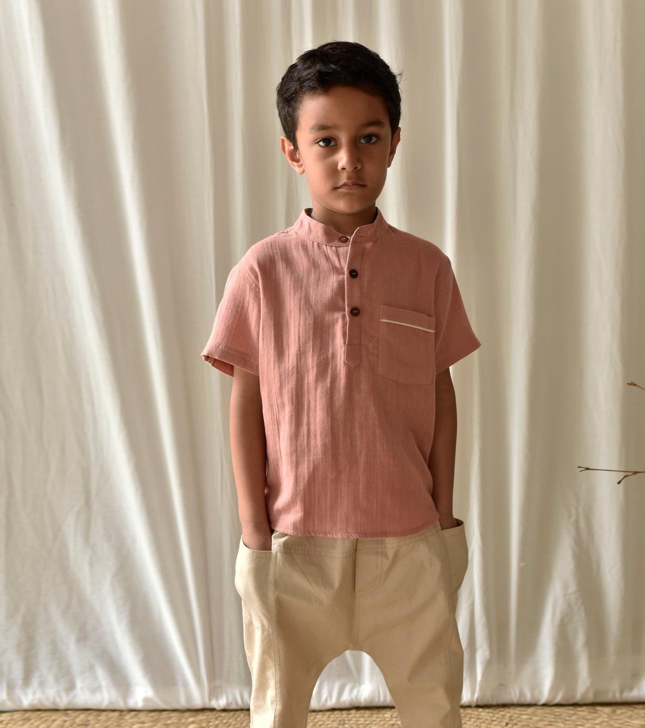 Salmon Pink Shirt - Khara Kapas