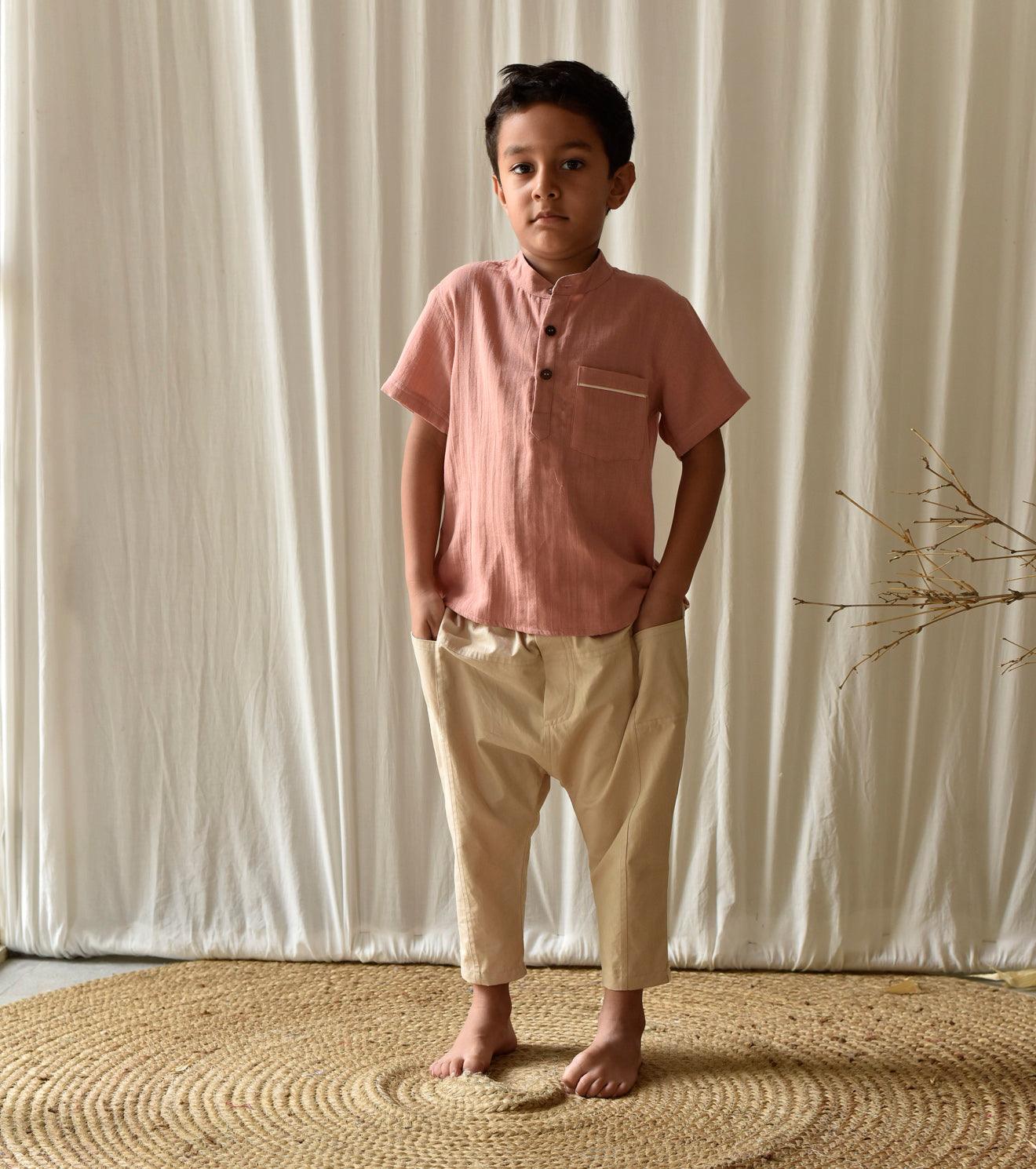 Salmon Pink Shirt - Khara Kapas