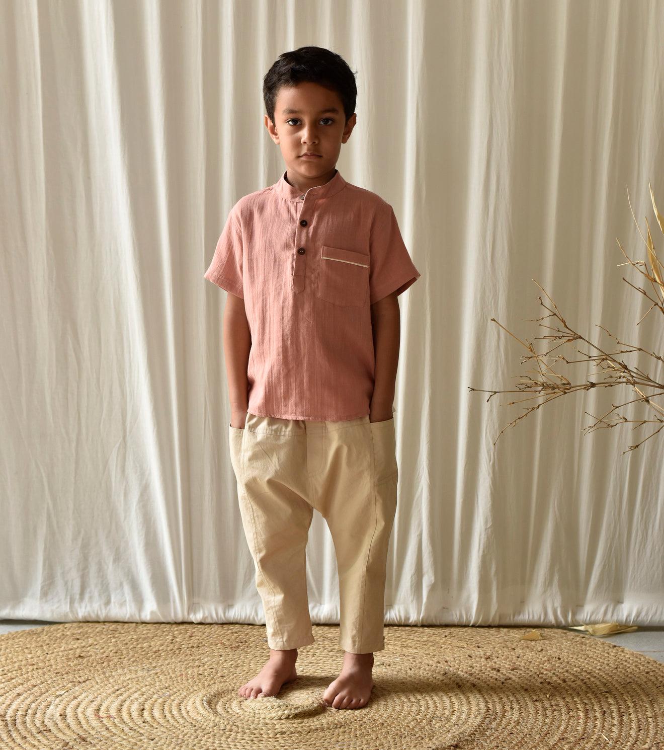 Salmon Pink Shirt - Khara Kapas