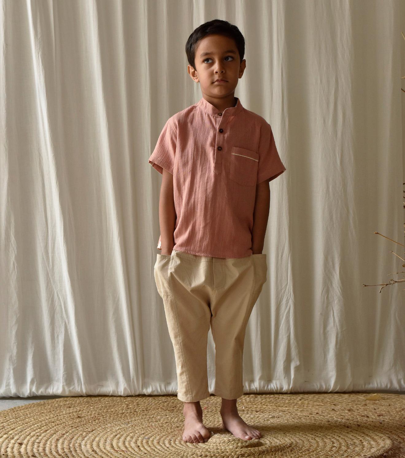 Salmon Pink Shirt - Khara Kapas